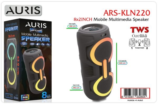 AURİS KLN220 8''X2 SPEAKERS SES BOMBASI